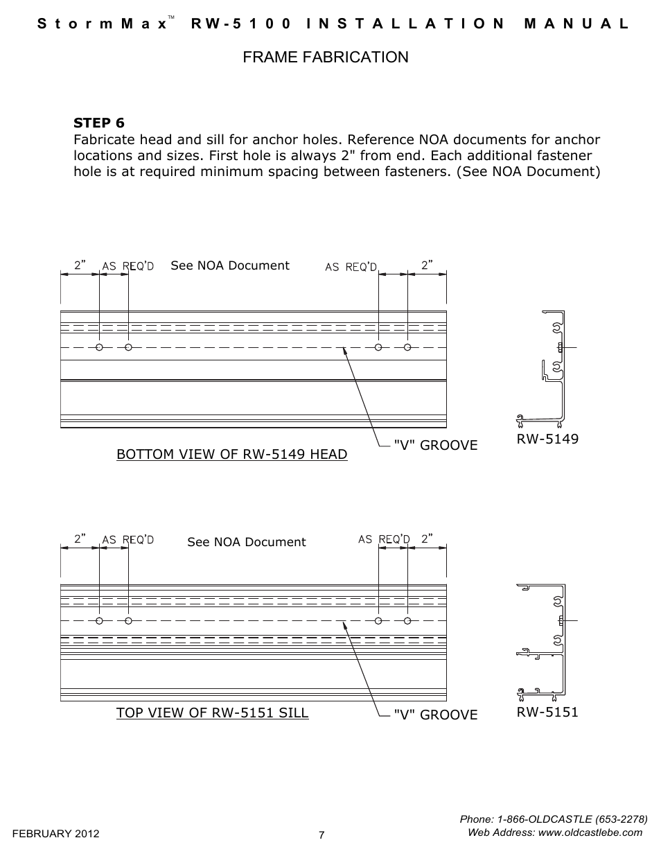 07 prep hd-sill for anchor, Frame fabrication | Oldcastle BuildingEnvelope RW-5100 StormMax User Manual | Page 9 / 22