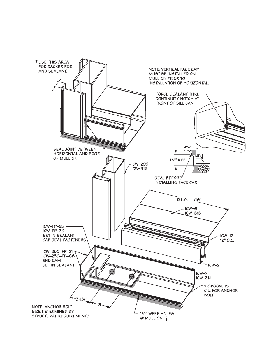 P18-sill with flashing, Sealant detail of jamb and sill with flashing | Oldcastle BuildingEnvelope ICW-250 User Manual | Page 18 / 55