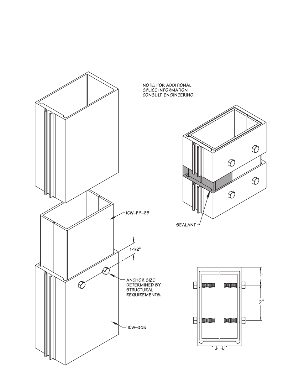 P42-fixed splice detail, Ssg mullion fixed splice detail | Oldcastle BuildingEnvelope ICW-250 User Manual | Page 42 / 55