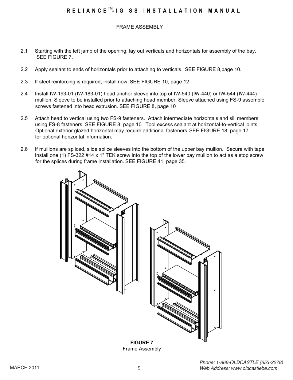 09 frame assy | Oldcastle BuildingEnvelope Reliance-IG SS User Manual | Page 12 / 58