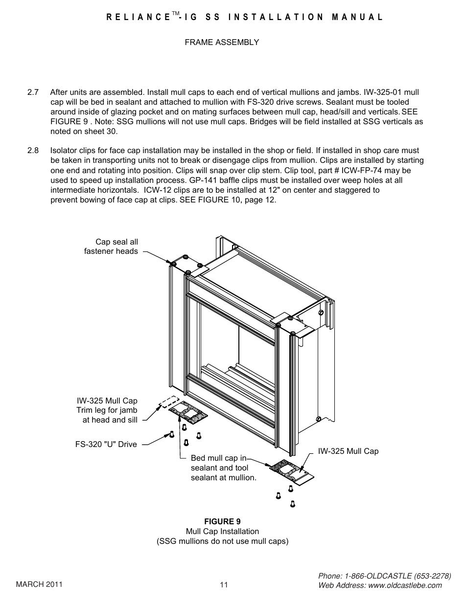 11 frame assy | Oldcastle BuildingEnvelope Reliance-IG SS User Manual | Page 14 / 58