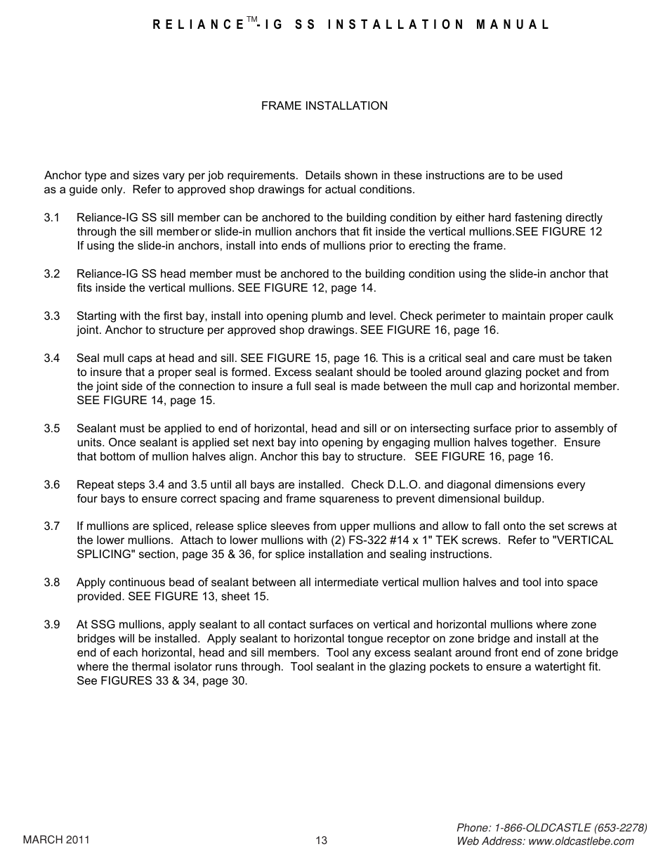 13 frame install | Oldcastle BuildingEnvelope Reliance-IG SS User Manual | Page 16 / 58