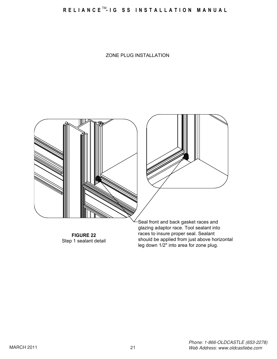 21 zone plug install | Oldcastle BuildingEnvelope Reliance-IG SS User Manual | Page 24 / 58