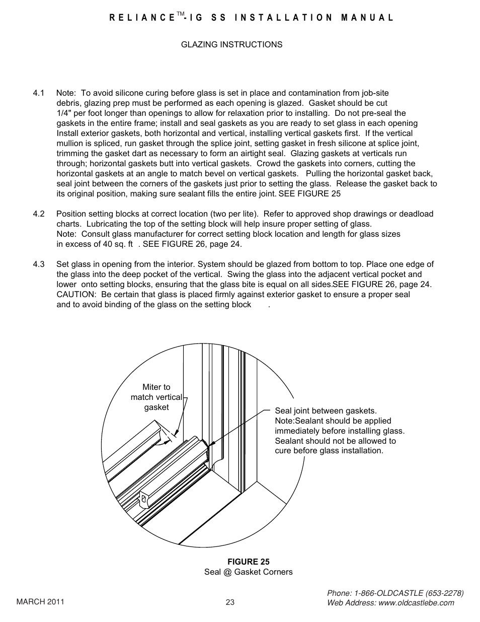 23 glazing instructions | Oldcastle BuildingEnvelope Reliance-IG SS User Manual | Page 26 / 58