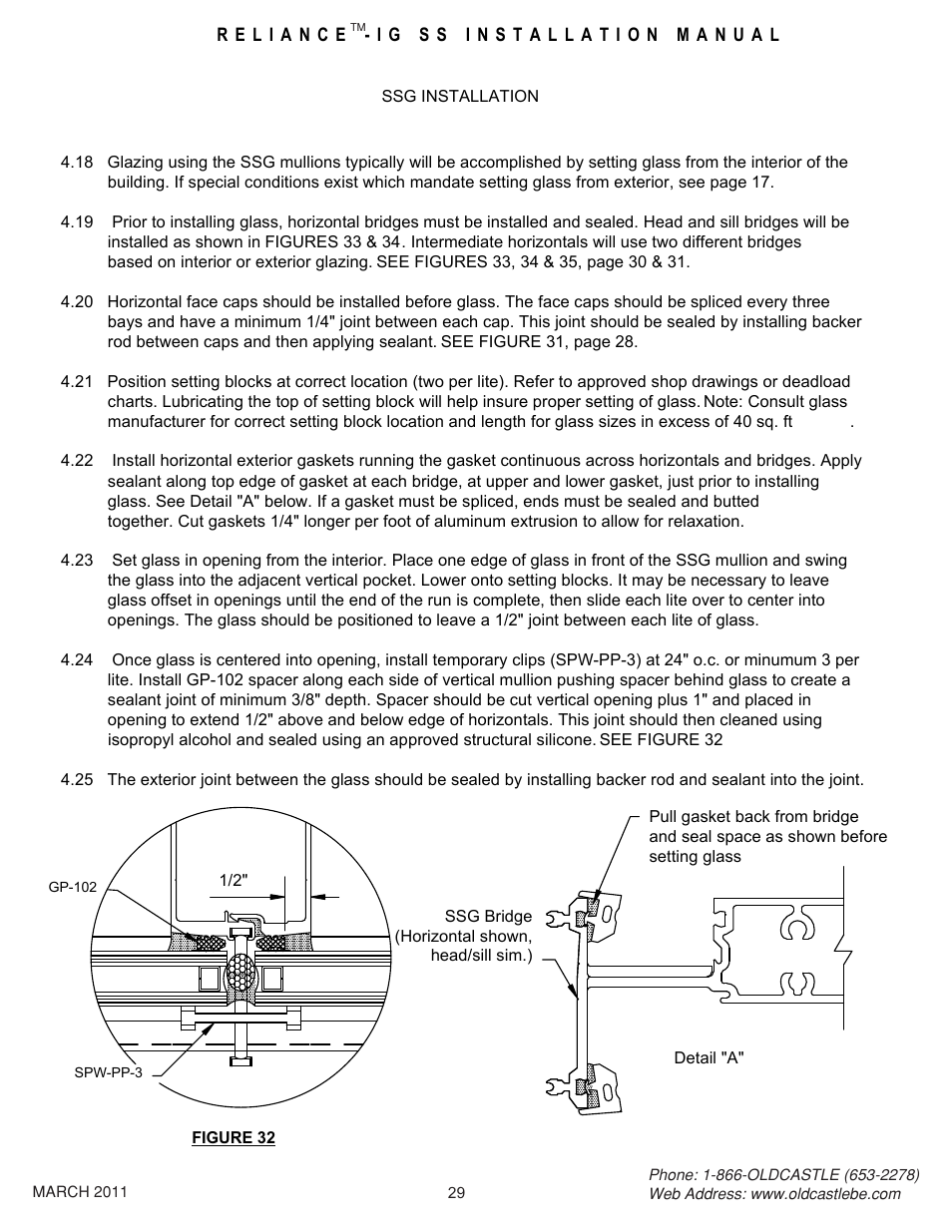 29 ssg installation | Oldcastle BuildingEnvelope Reliance-IG SS User Manual | Page 32 / 58