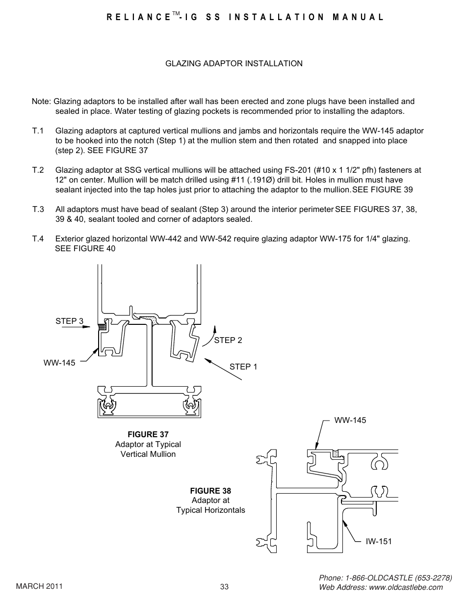 33 glz adaptor install | Oldcastle BuildingEnvelope Reliance-IG SS User Manual | Page 36 / 58