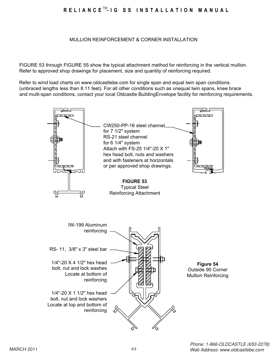 43 mullion reinforcement | Oldcastle BuildingEnvelope Reliance-IG SS User Manual | Page 46 / 58