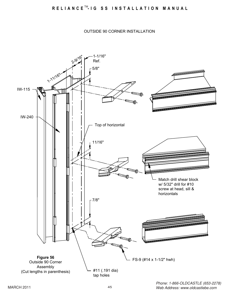 45 os90 crnr | Oldcastle BuildingEnvelope Reliance-IG SS User Manual | Page 48 / 58