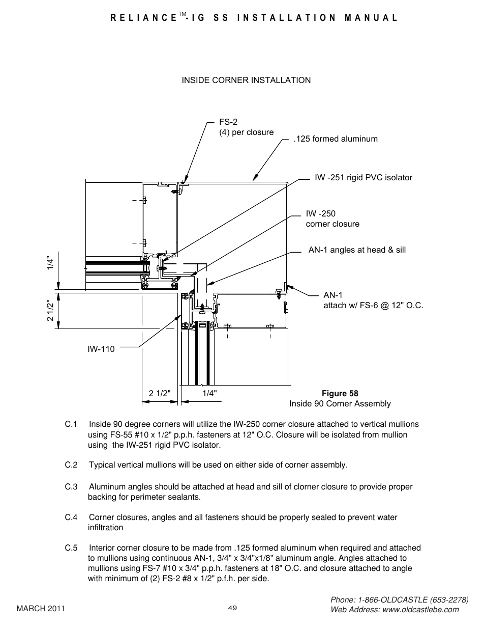 49 inside crnr | Oldcastle BuildingEnvelope Reliance-IG SS User Manual | Page 52 / 58