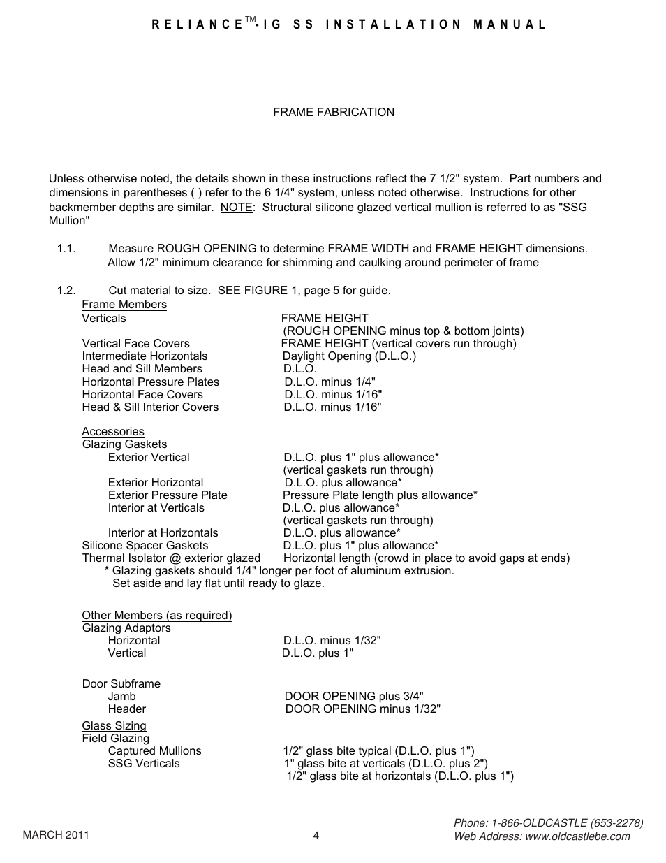 04 frame fab | Oldcastle BuildingEnvelope Reliance-IG SS User Manual | Page 7 / 58