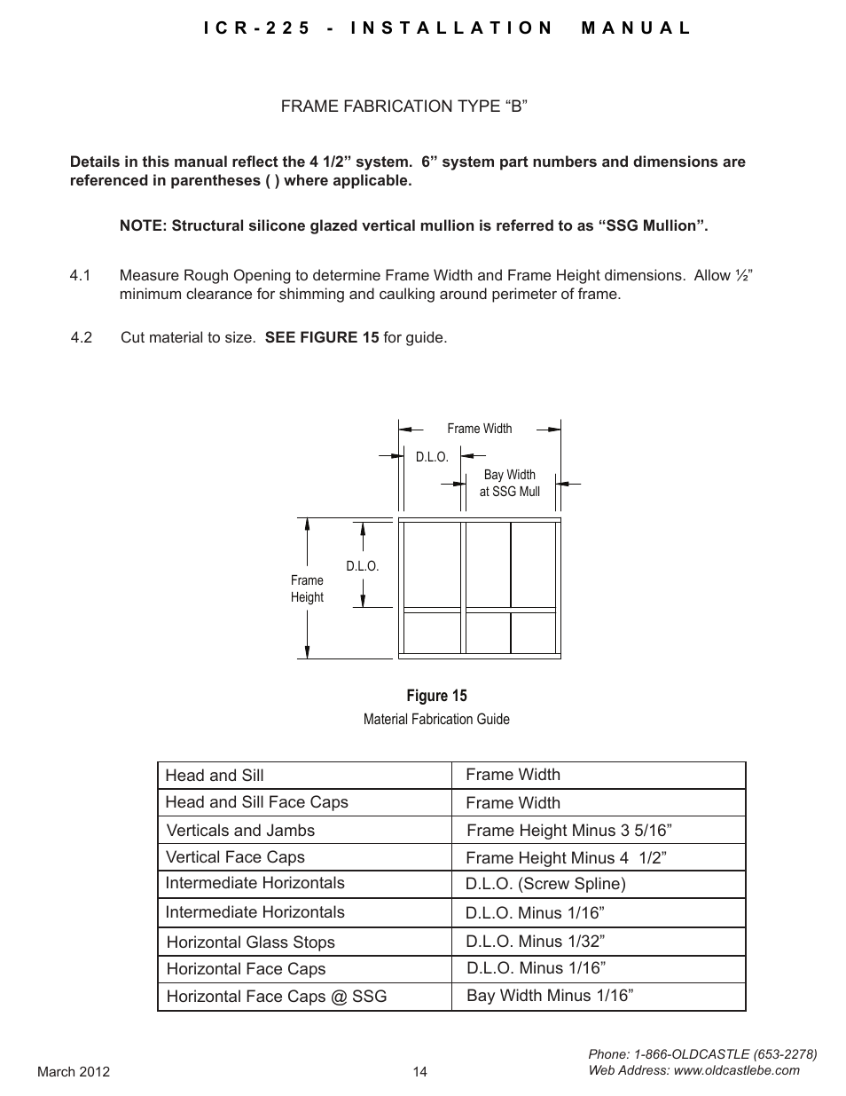 Frame fabrication-typeb | Oldcastle BuildingEnvelope ICR-225 User Manual | Page 17 / 37