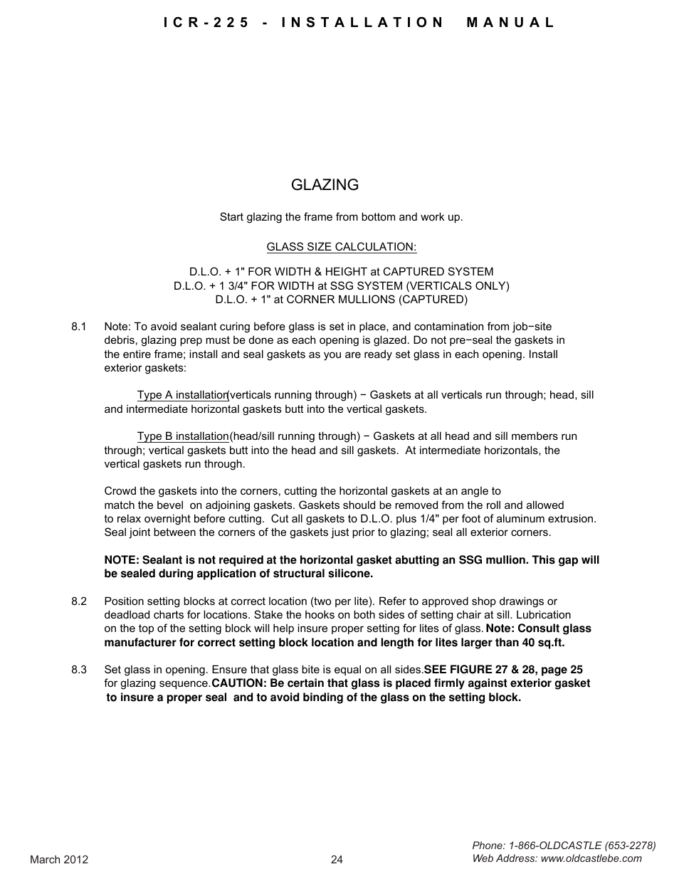 Glazing | Oldcastle BuildingEnvelope ICR-225 User Manual | Page 27 / 37
