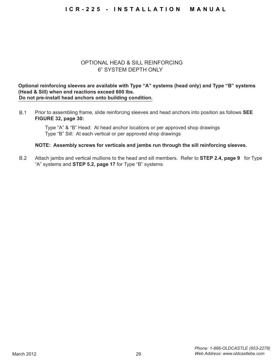 Head-sill-reinforcing | Oldcastle BuildingEnvelope ICR-225 User Manual | Page 32 / 37