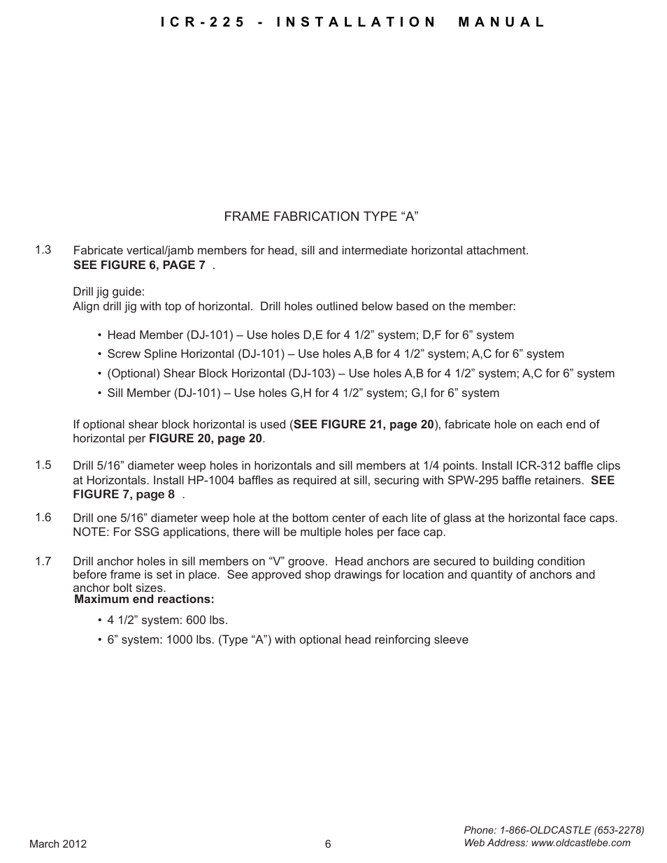 Frame-fabrication-typea | Oldcastle BuildingEnvelope ICR-225 User Manual | Page 9 / 37
