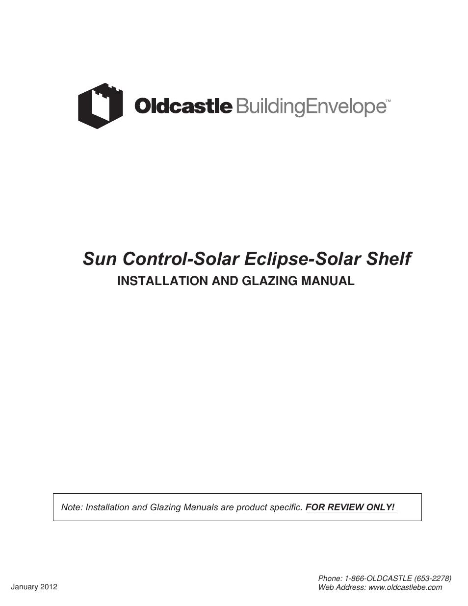 Oldcastle BuildingEnvelope Solar Eclipse User Manual | 22 pages