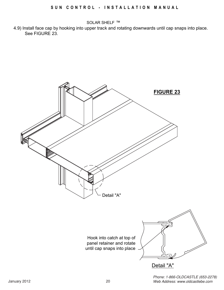 20_shelf, Figure 23, Detail "a | Oldcastle BuildingEnvelope Solar Eclipse User Manual | Page 20 / 22