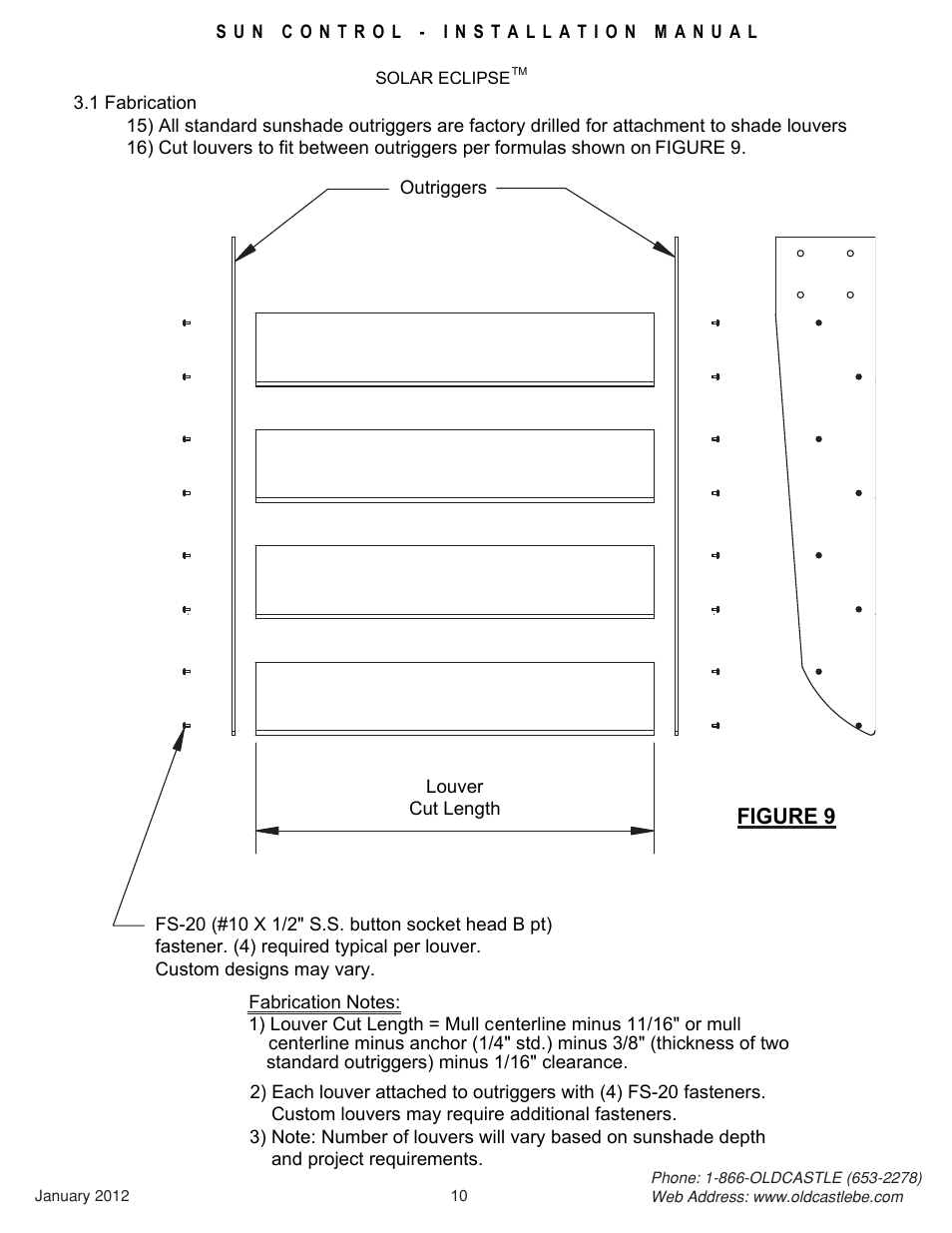 Shade assembly, Figure 9 | Oldcastle BuildingEnvelope Solar Shelf User Manual | Page 10 / 22