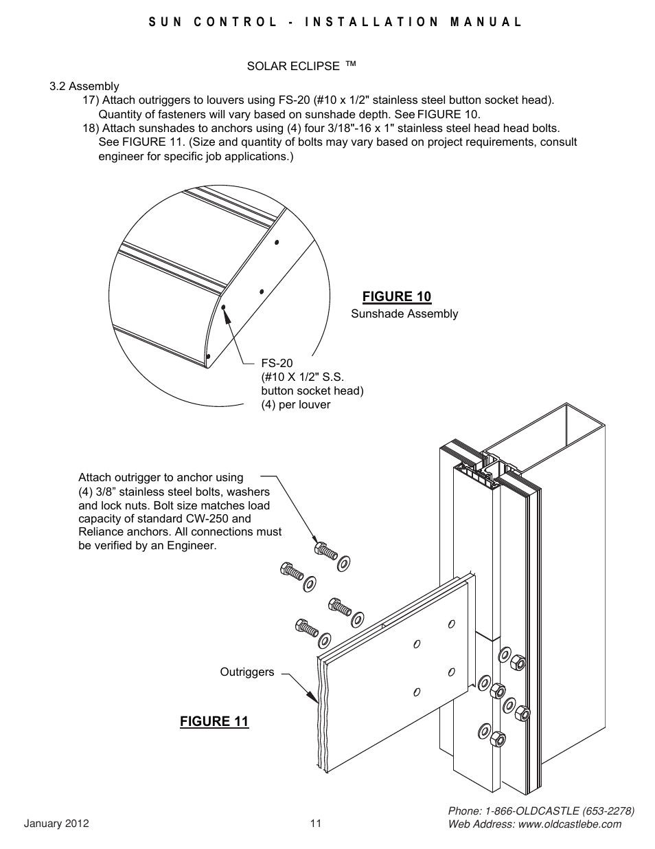 11_shade assy | Oldcastle BuildingEnvelope Solar Shelf User Manual | Page 11 / 22