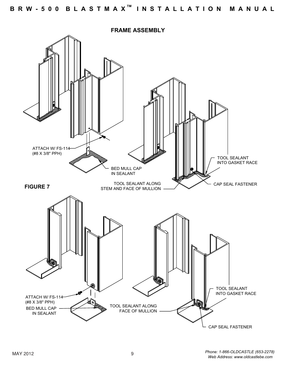 Vertical-end-cap-seals, Frame assembly, Figure 7 | Oldcastle BuildingEnvelope BRW-500 BlastMax User Manual | Page 10 / 22