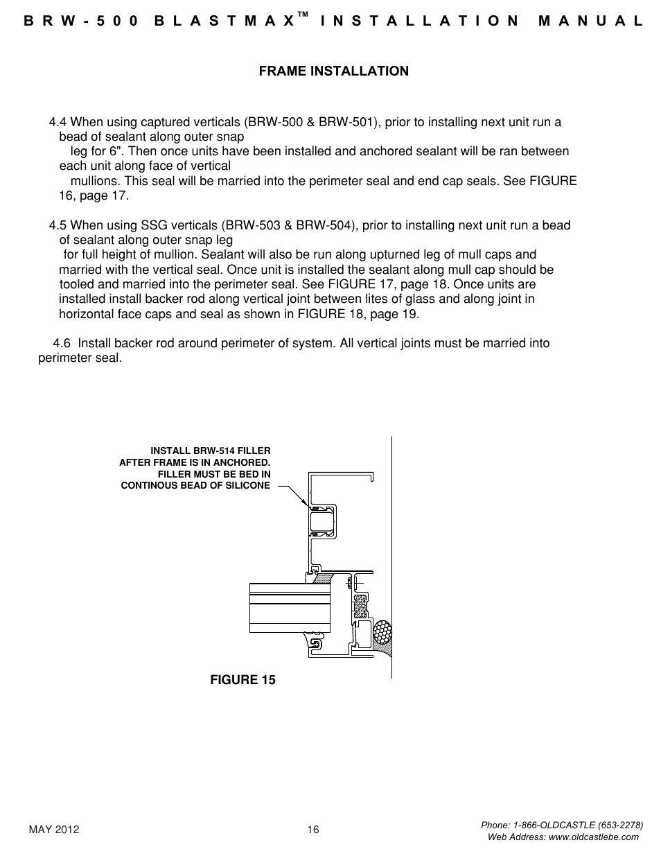 Frame-installation | Oldcastle BuildingEnvelope BRW-500 BlastMax User Manual | Page 17 / 22