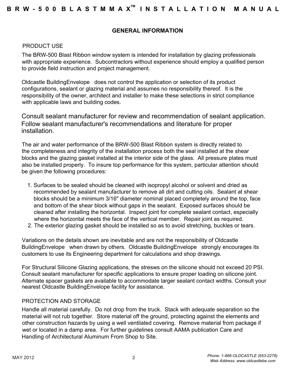 General-info | Oldcastle BuildingEnvelope BRW-500 BlastMax User Manual | Page 3 / 22