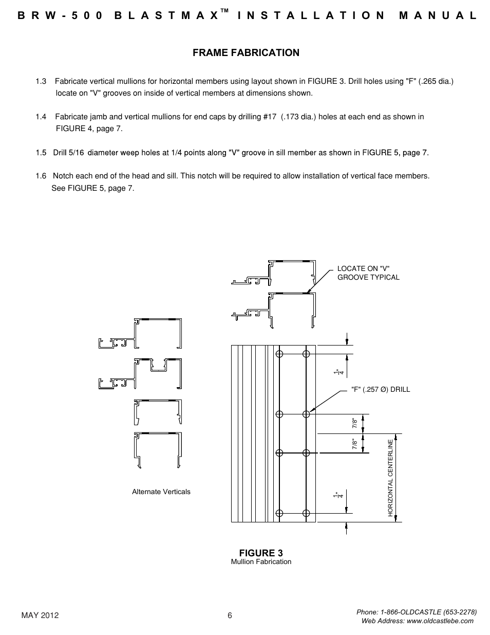 Mullion-fabrication, Frame fabrication, Figure 3 | Oldcastle BuildingEnvelope BRW-500 BlastMax User Manual | Page 7 / 22