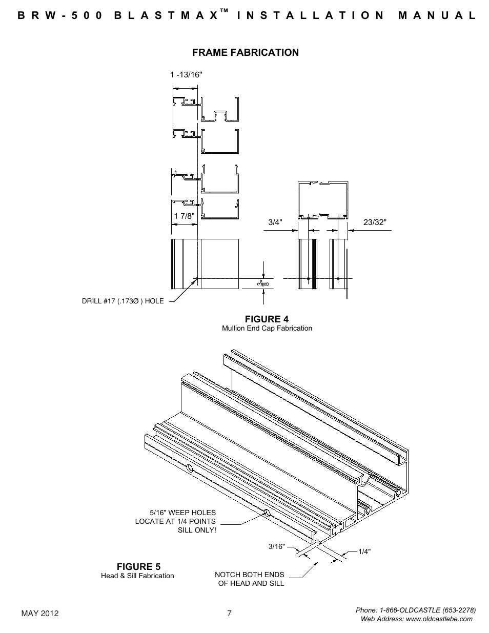 Head-sill-fabrication, Frame fabrication | Oldcastle BuildingEnvelope BRW-500 BlastMax User Manual | Page 8 / 22