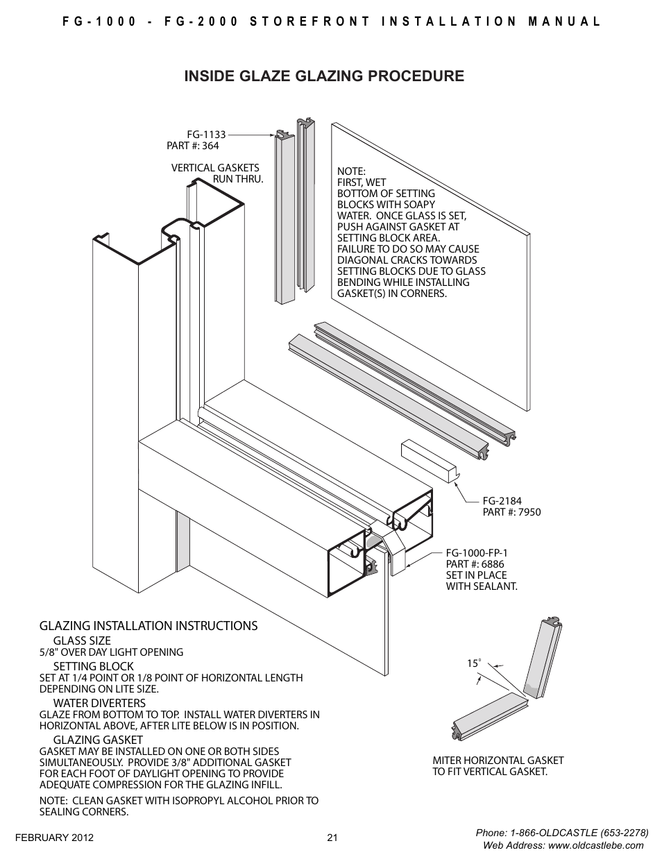 Glazing-inside-glz, Inside glaze glazing procedure | Oldcastle BuildingEnvelope FG-2000 User Manual | Page 22 / 27