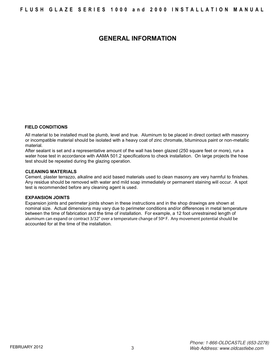 General-info, General information | Oldcastle BuildingEnvelope FG-2000 User Manual | Page 4 / 27