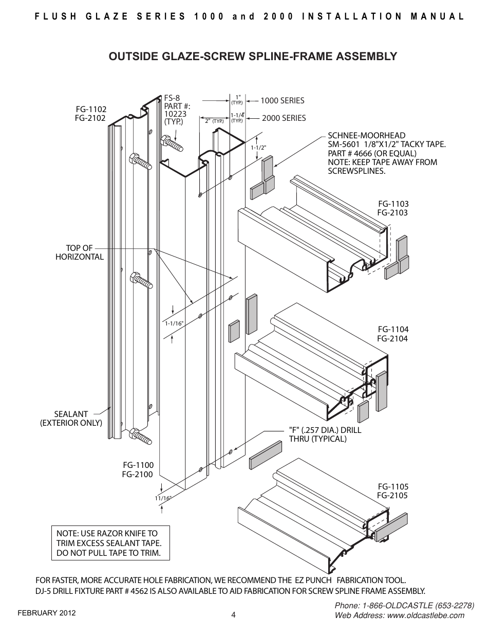 Frame-assy-outside-glaze, Outside glaze-screw spline-frame assembly | Oldcastle BuildingEnvelope FG-2000 User Manual | Page 5 / 27