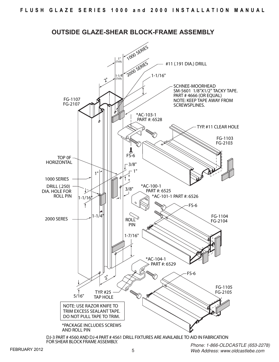 Frame-assy-outside-glaze, Outside glaze-shear block-frame assembly | Oldcastle BuildingEnvelope FG-2000 User Manual | Page 6 / 27