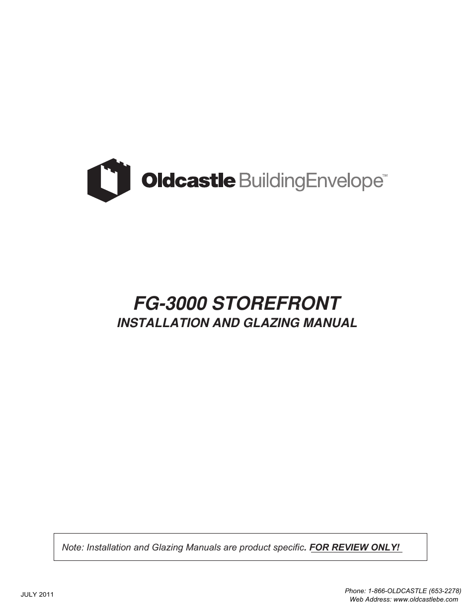 Oldcastle BuildingEnvelope FG-3000 User Manual | 30 pages