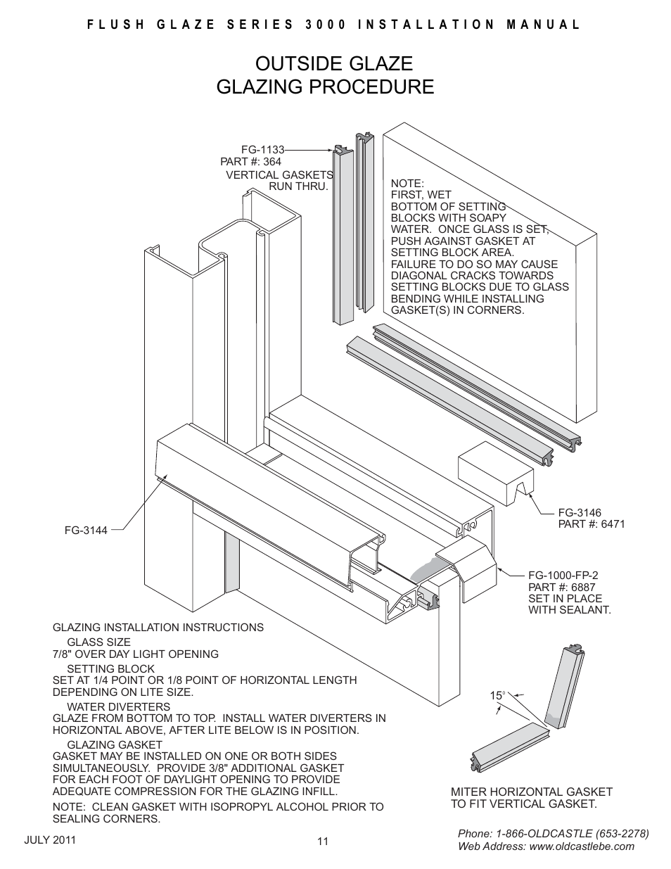 Outsideglz-glazing, Outside glaze glazing procedure | Oldcastle BuildingEnvelope FG-3000 User Manual | Page 12 / 30