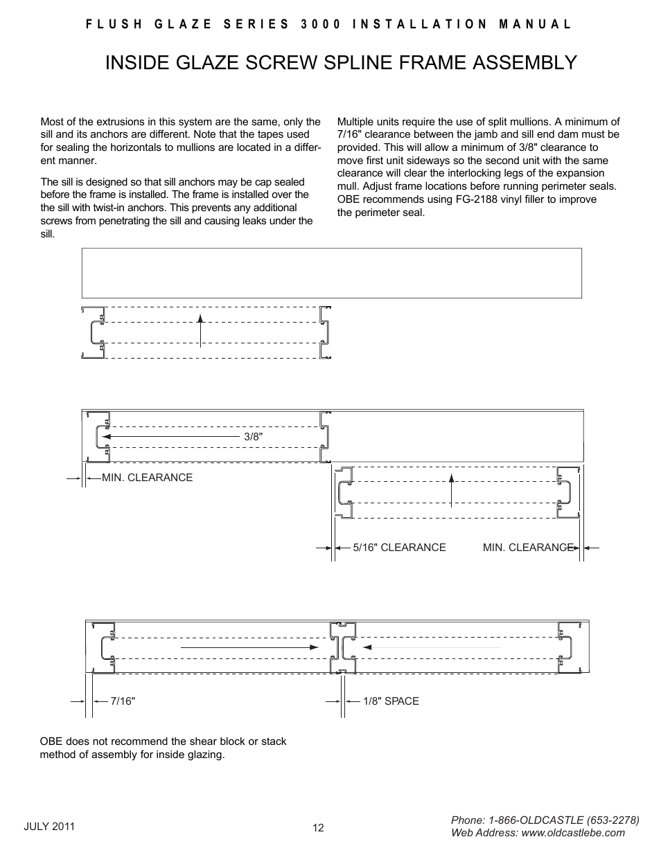 Insideglz-frm-assembly, Inside glaze screw spline frame assembly | Oldcastle BuildingEnvelope FG-3000 User Manual | Page 13 / 30