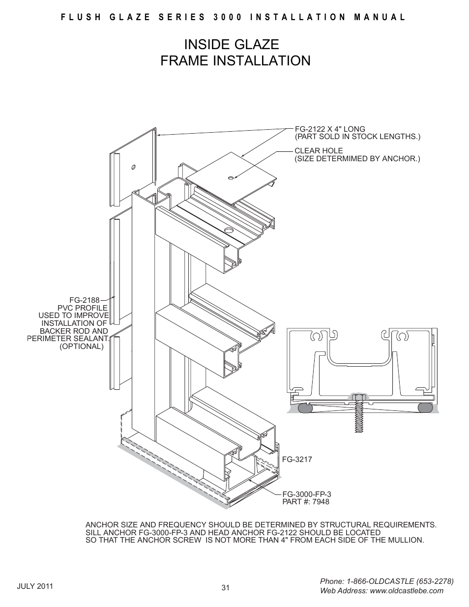 Insidegls-frm-install, Inside glaze frame installation | Oldcastle BuildingEnvelope FG-3000 User Manual | Page 16 / 30