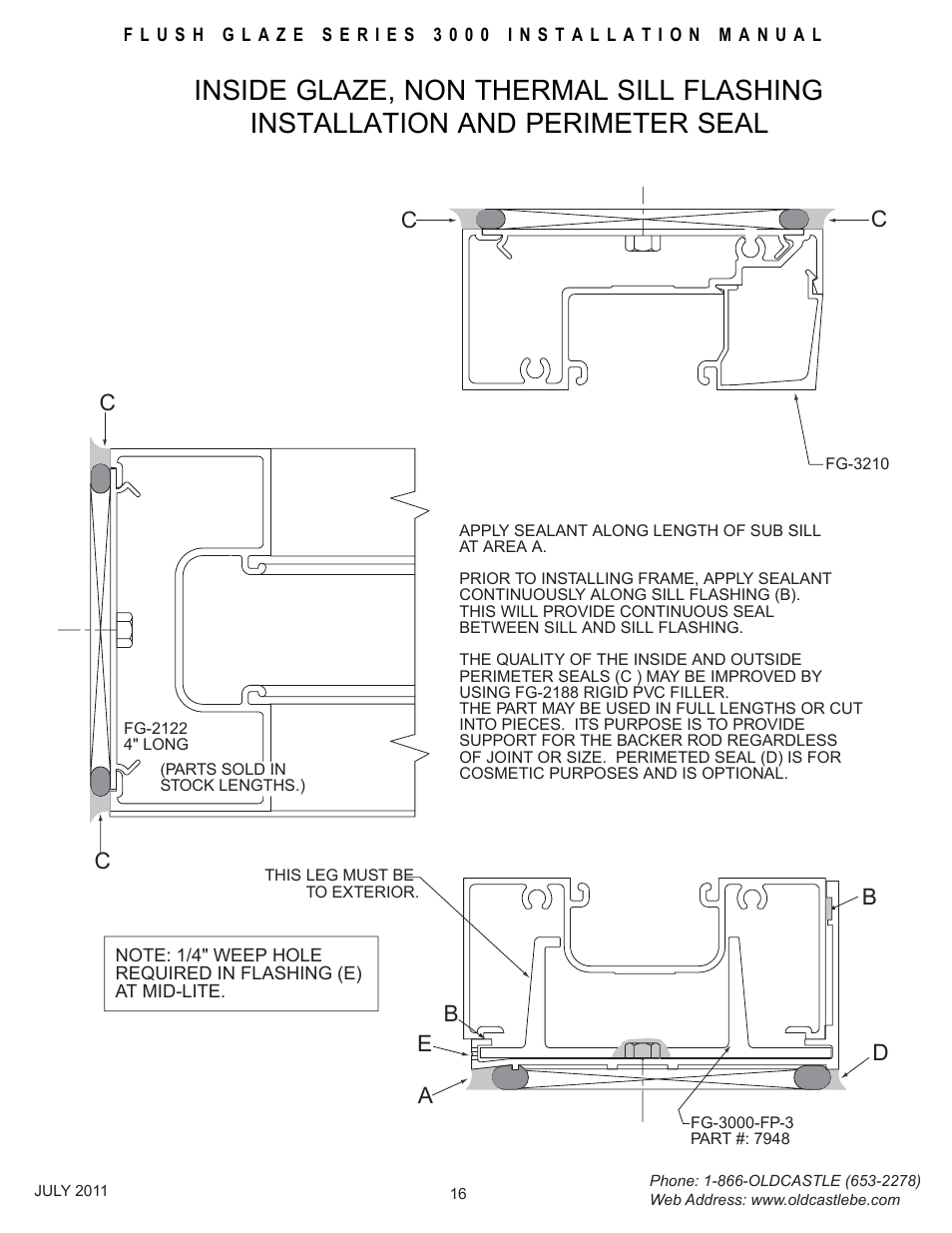 Insideglz-sill-flashing, Ce a d | Oldcastle BuildingEnvelope FG-3000 User Manual | Page 17 / 30