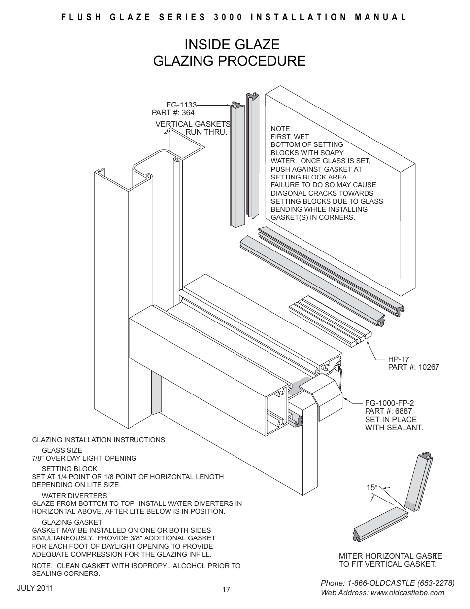 Insideglz-glazing, Inside glaze glazing procedure | Oldcastle BuildingEnvelope FG-3000 User Manual | Page 18 / 30