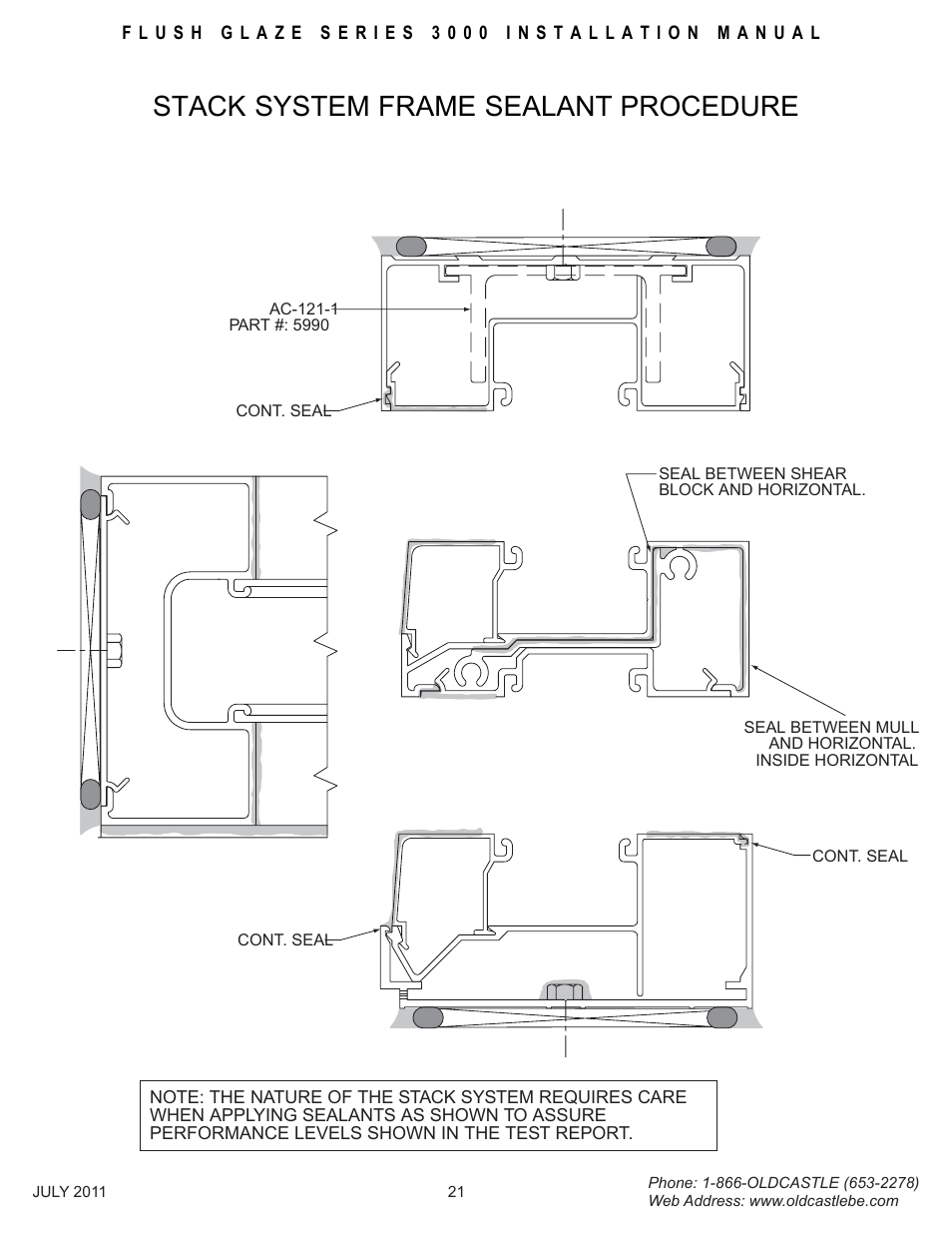 Stack-sealant-procedure, Stack system, frame sealant procedures, Stack system frame sealant procedure | Oldcastle BuildingEnvelope FG-3000 User Manual | Page 22 / 30