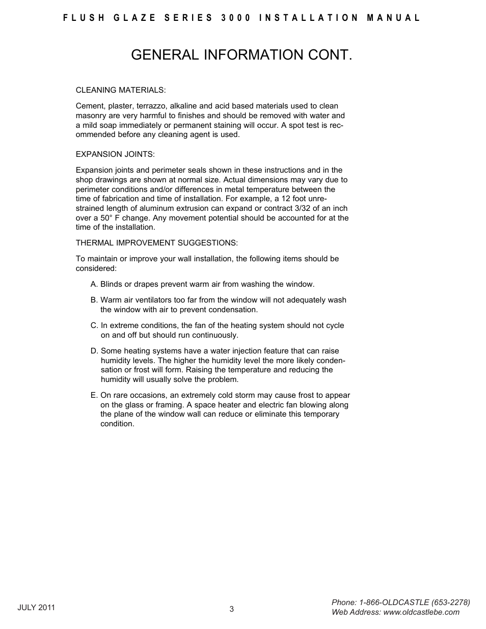 General-info, General information cont | Oldcastle BuildingEnvelope FG-3000 User Manual | Page 4 / 30