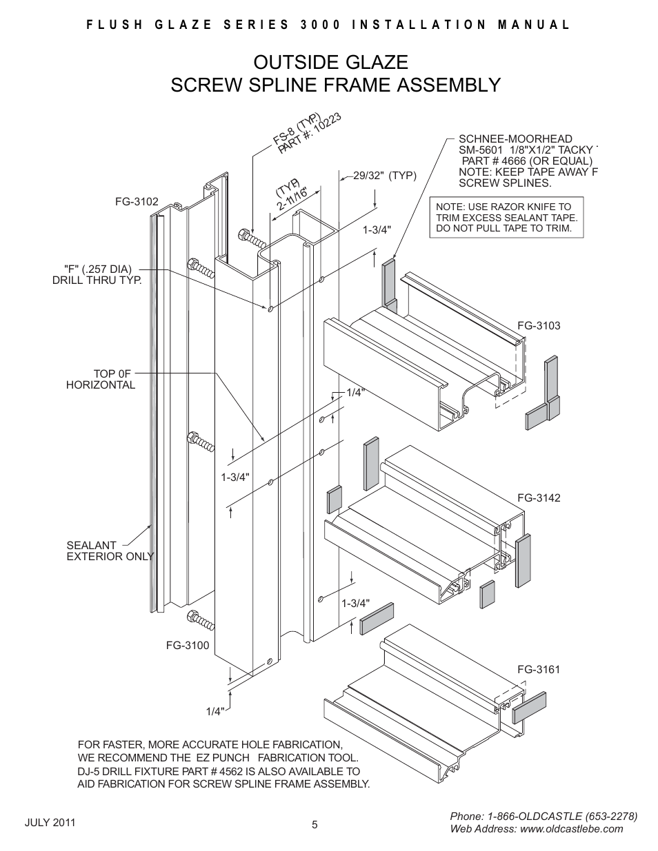 Outsideglz-frm-assembly, Outside glaze screw spline frame assembly | Oldcastle BuildingEnvelope FG-3000 User Manual | Page 6 / 30