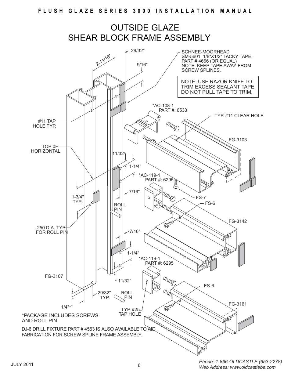 Outsideglz-frm-assembly, Outside glaze shear block frame assembly | Oldcastle BuildingEnvelope FG-3000 User Manual | Page 7 / 30