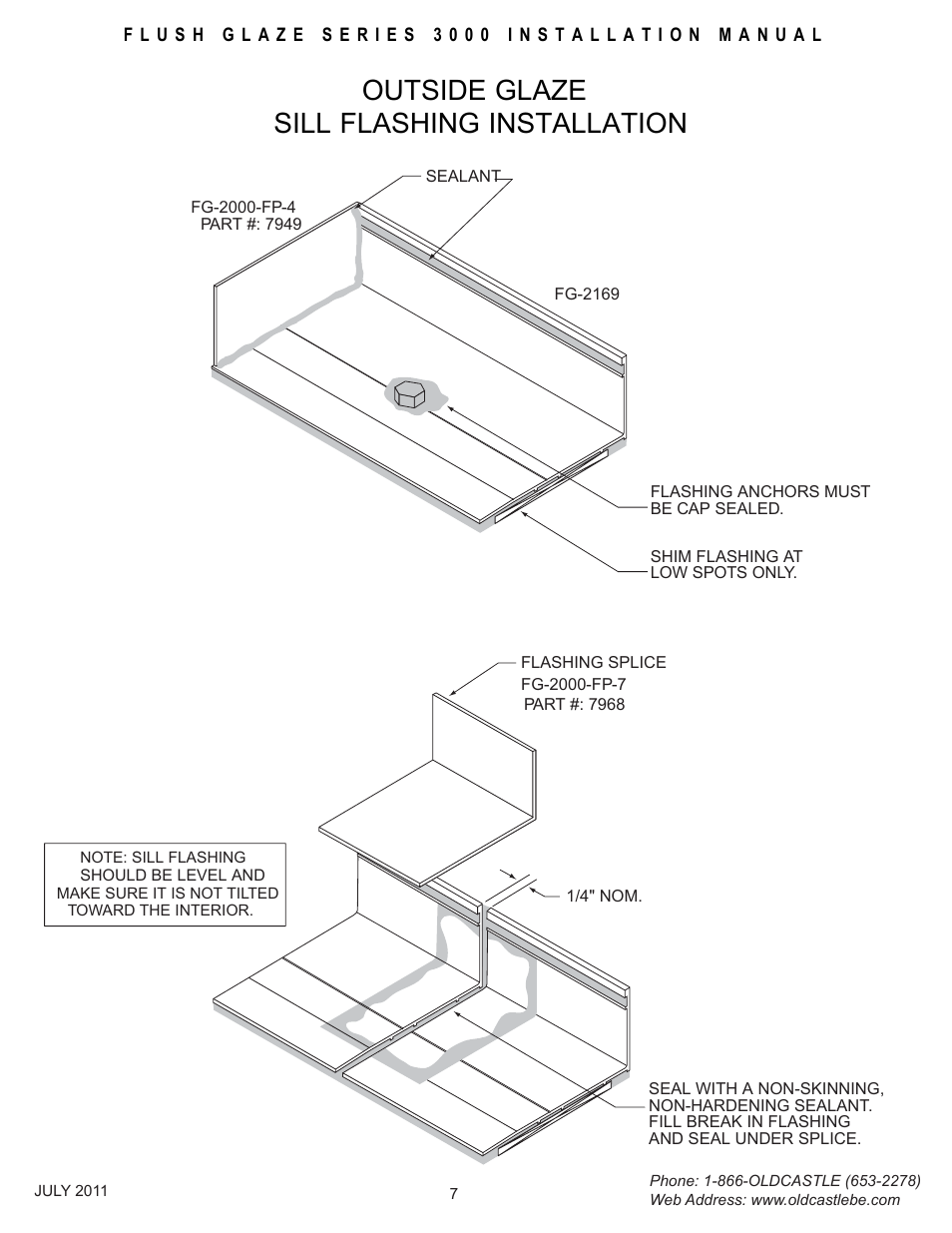 Outsideglz-sill-flashing, Outside glaze sill flashing installation | Oldcastle BuildingEnvelope FG-3000 User Manual | Page 8 / 30
