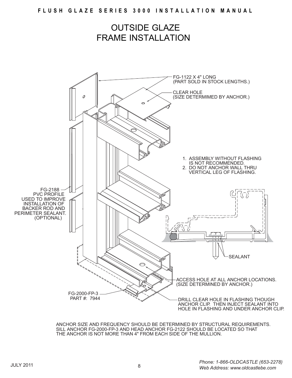 Outsideglz-frm-install, Outside glaze frame installation | Oldcastle BuildingEnvelope FG-3000 User Manual | Page 9 / 30