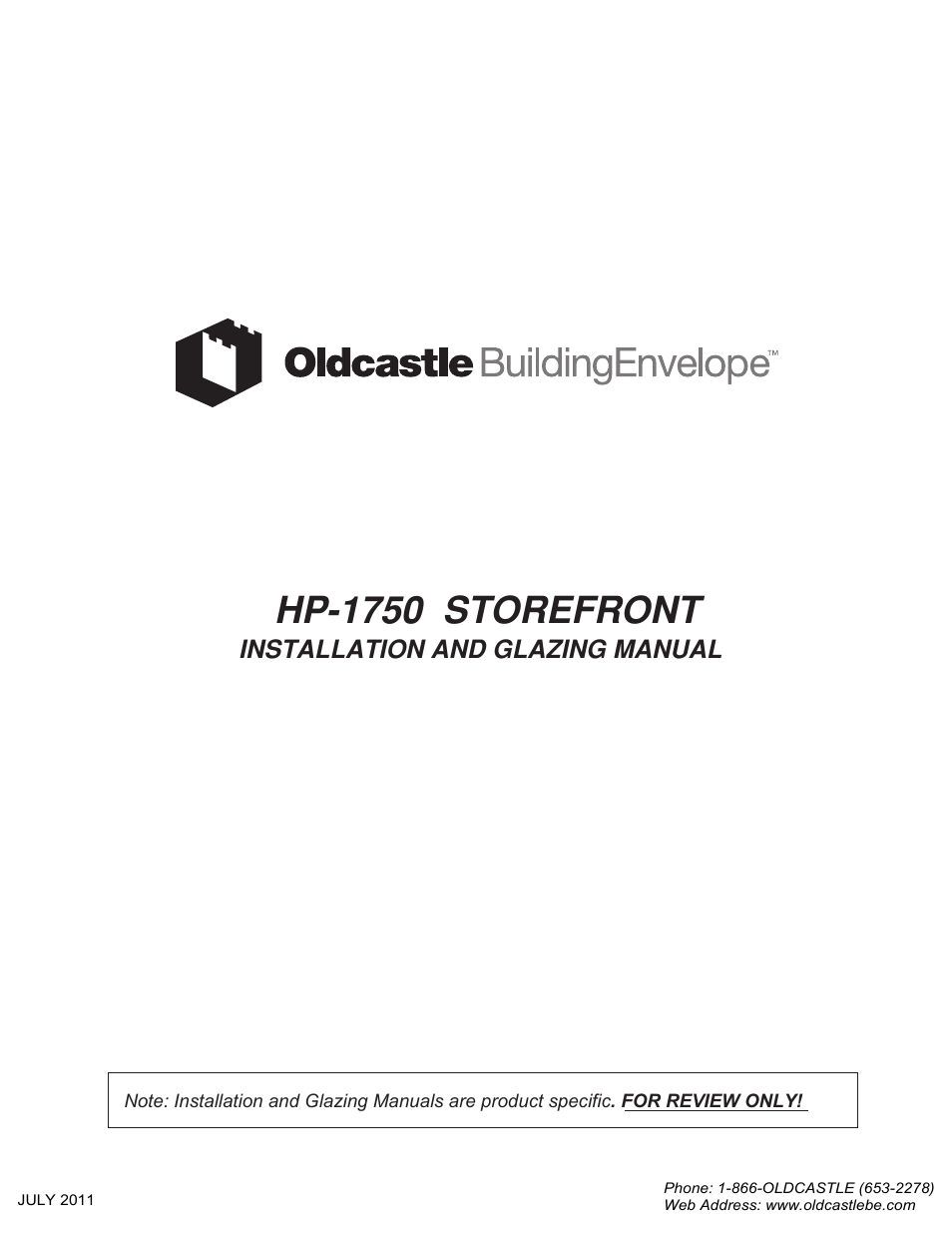 Oldcastle BuildingEnvelope HP-1750 User Manual | 42 pages