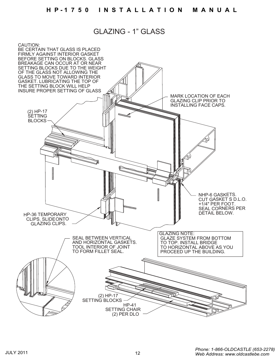 Glazing-1inch-glass, Glazing - 1” glass | Oldcastle BuildingEnvelope HP-1750 User Manual | Page 12 / 42