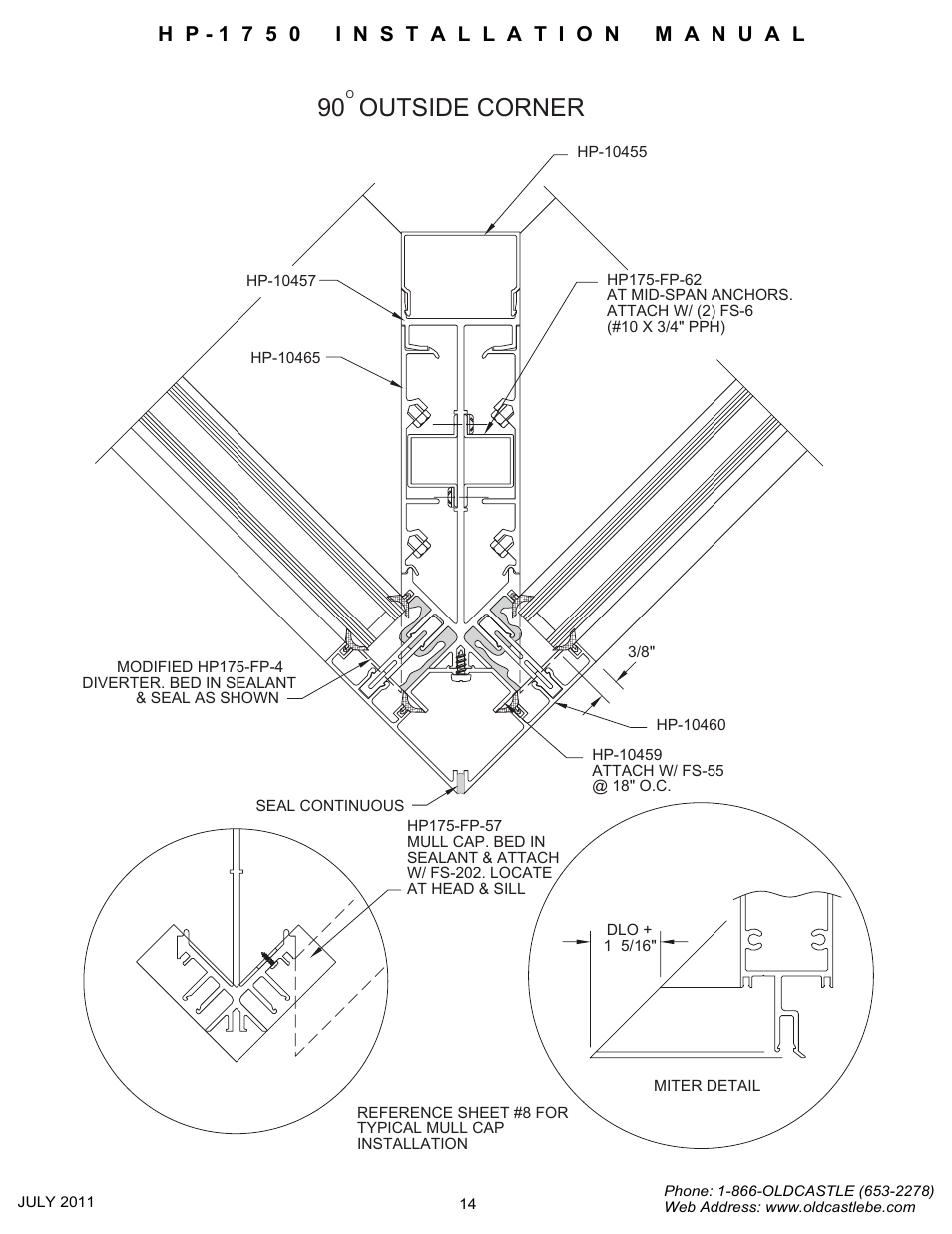 90 outside corner | Oldcastle BuildingEnvelope HP-1750 User Manual | Page 14 / 42