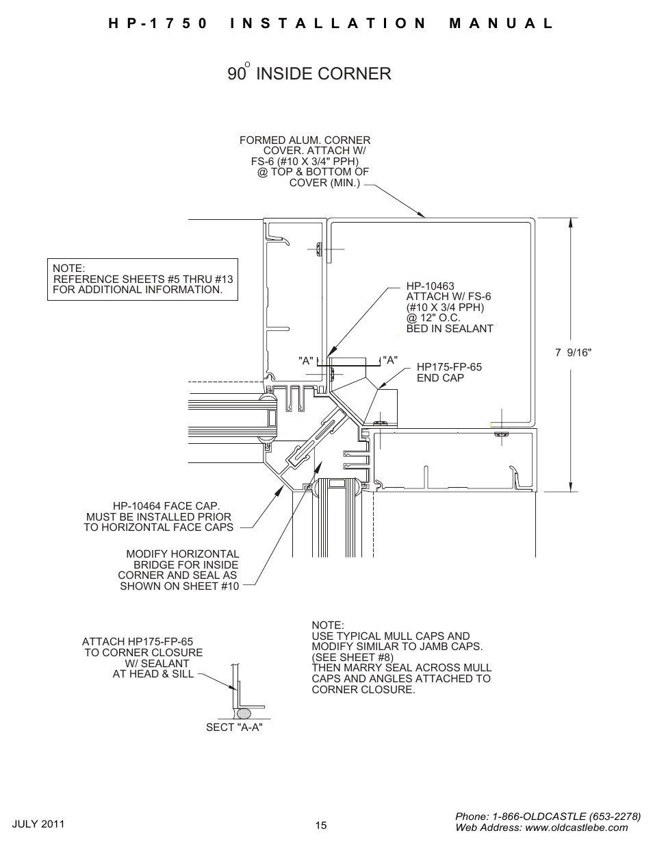 90 inside corner | Oldcastle BuildingEnvelope HP-1750 User Manual | Page 15 / 42