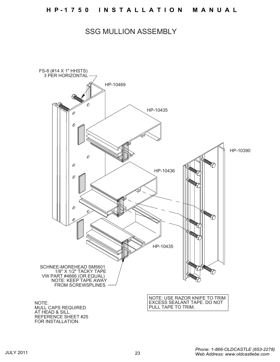 Ssg mullion assembly | Oldcastle BuildingEnvelope HP-1750 User Manual | Page 21 / 42