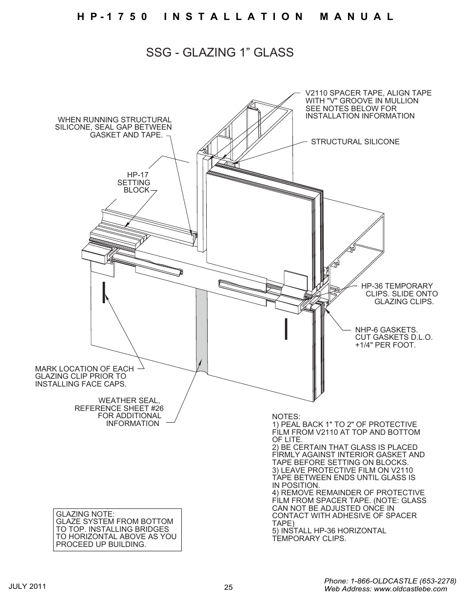 Ssg glazing 1inch-glass, Ssg - glazing 1” glass | Oldcastle BuildingEnvelope HP-1750 User Manual | Page 25 / 42