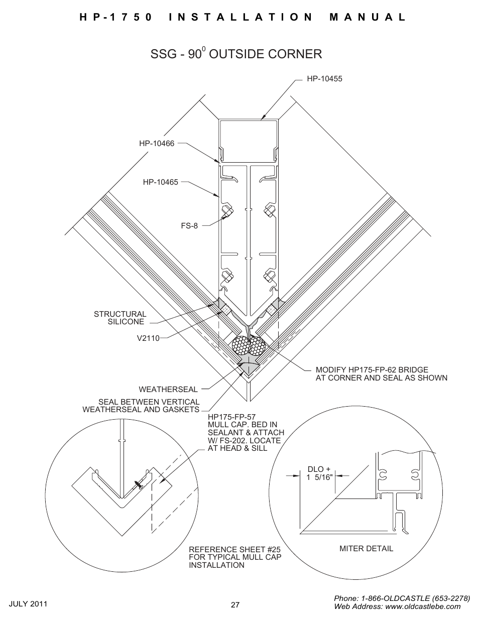 Ssg-90 outside corner, Ssg - 90 outside corner | Oldcastle BuildingEnvelope HP-1750 User Manual | Page 27 / 42